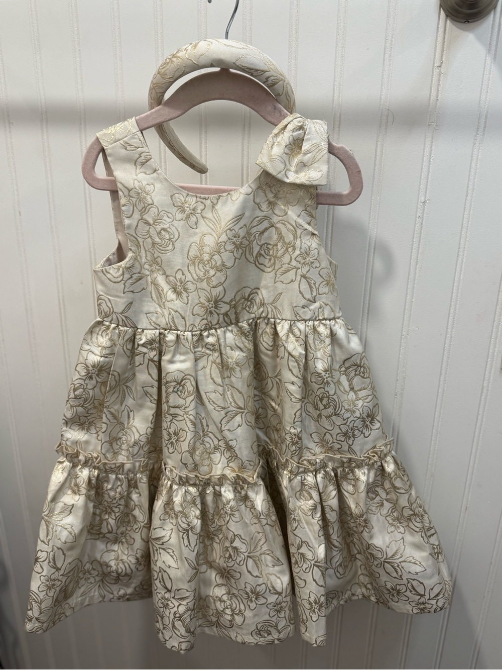 Rachel Zoe Ivory Dress with Gold Floral Accents
